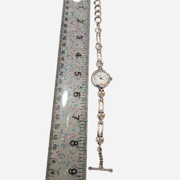 Retired Brighton Pompeii silver toggle bracelet watch, dainty, stylish, works! main image 5